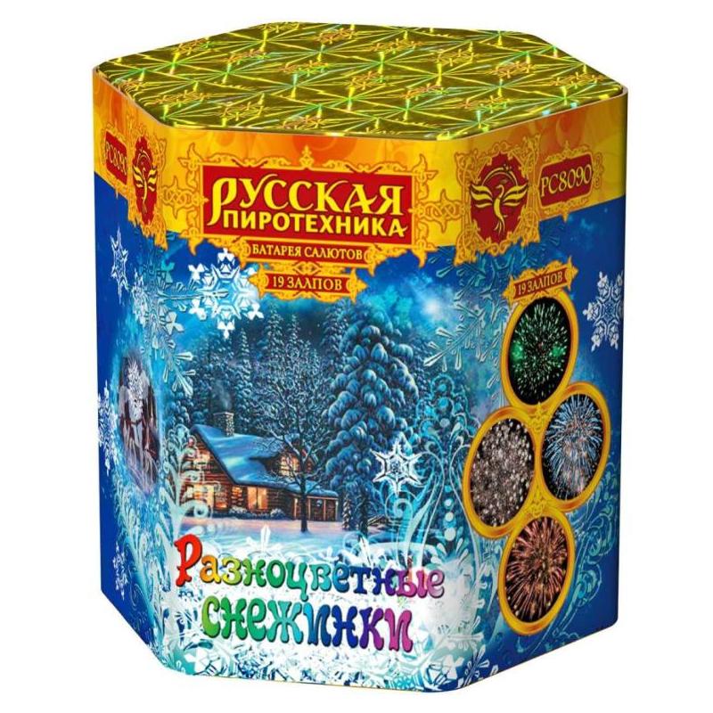 Батарея салюта "Разноцветные снежинки" РС8091 (1,1"х19)